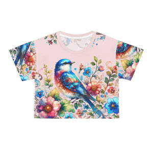 Floral Soft Pastels Aop Crop Tee - Silky Polyester - Dipaliz - T-shirts