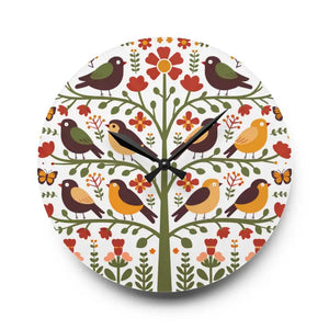 Wall Clock Vintage Bird Vibrant Prints Nature Decor - Dipaliz - Clocks