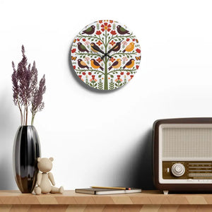 Wall Clock Vintage Bird Vibrant Prints Nature Decor - Dipaliz - Clocks