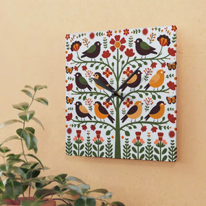 Wall Clock Vintage Bird Vibrant Prints Nature Decor - Dipaliz - Clocks