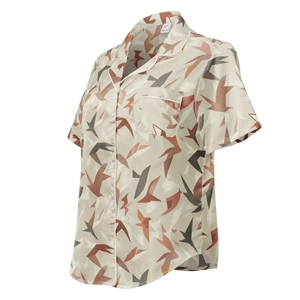 Short Sleeve Pajama Top Satin Birds Print Comfort - Dipaliz - Clothing Tops