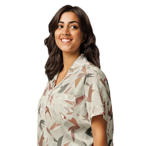 Short Sleeve Pajama Top Satin Birds Print Comfort - Dipaliz - Clothing Tops