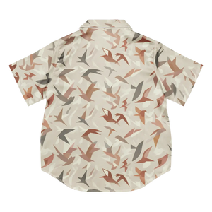 Satin Birds Print Short Sleeve Pajama - Silky Loungewear - Dipaliz - Clothing Tops - s