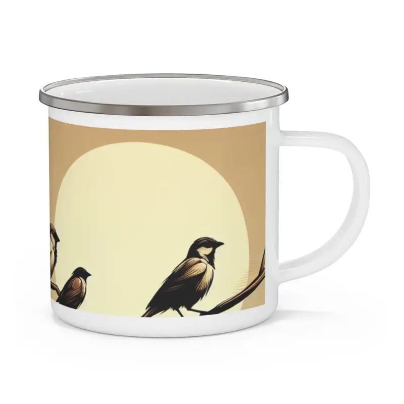 Birds on Branch Enamel Camping Mug - Perfect for Outdoor Sips - 12oz