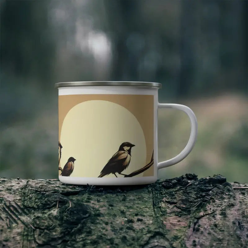 Birds on Branch Enamel Camping Mug - Perfect for Outdoor Sips - 12oz