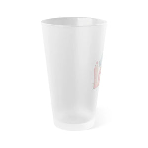 Frosted Beer Glasses Poppy Flowers 16oz Size - Dipaliz