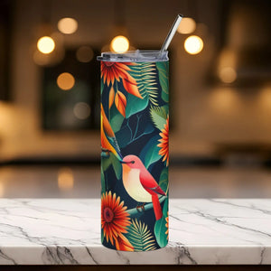 Glossy Bird Skinny Tumbler with Color Matching Straw - Dipaliz - Tumblers