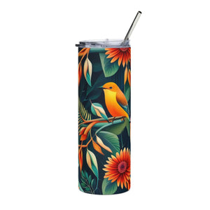 Glossy Bird Skinny Tumbler with Color Matching Straw - Dipaliz - Tumblers