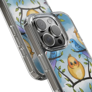 Stylish Clear Case with Birds - Slim Form Supports Wireless Charging - Mobile Phone Cases