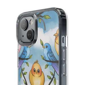 Stylish Clear Case with Birds - Slim Form Supports Wireless Charging - Mobile Phone Cases