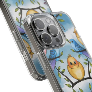 Stylish Clear Case with Birds - Slim Form Supports Wireless Charging - Mobile Phone Cases