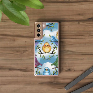 Stylish Clear Case with Birds - Slim Form Supports Wireless Charging - Mobile Phone Cases