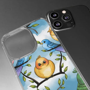Stylish Clear Case with Birds - Slim Form Supports Wireless Charging - Mobile Phone Cases
