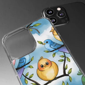 Stylish Clear Case with Birds - Slim Form Supports Wireless Charging - Mobile Phone Cases