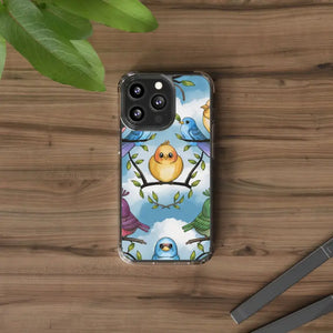 Stylish Clear Case with Birds - Slim Form Supports Wireless Charging - Mobile Phone Cases