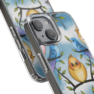 Stylish Clear Case with Birds - Slim Form Supports Wireless Charging - Mobile Phone Cases