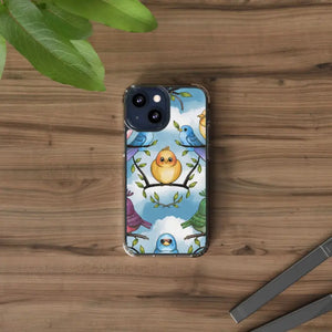 Stylish Clear Case with Birds - Slim Form Supports Wireless Charging - Mobile Phone Cases