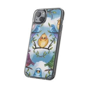 Stylish Clear Case with Birds - Slim Form Supports Wireless Charging - Mobile Phone Cases