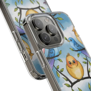 Stylish Clear Case with Birds - Slim Form Supports Wireless Charging - Mobile Phone Cases