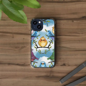 Stylish Clear Case with Birds - Slim Form Supports Wireless Charging - Mobile Phone Cases