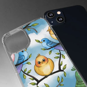 Stylish Clear Case with Birds - Slim Form Supports Wireless Charging - Mobile Phone Cases