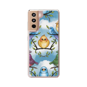 Stylish Clear Case with Birds - Slim Form Supports Wireless Charging - Samsung Galaxy S21 / Without Gift Packaging