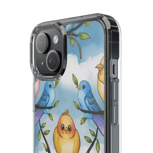 Stylish Clear Case with Birds - Slim Form Supports Wireless Charging - Mobile Phone Cases