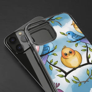 Stylish Clear Case with Birds - Slim Form Supports Wireless Charging - Mobile Phone Cases