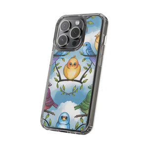 Stylish Clear Case with Birds - Slim Form Supports Wireless Charging - Mobile Phone Cases