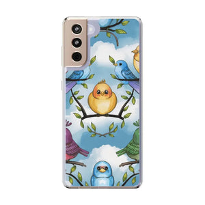 Stylish Clear Case with Birds - Slim Form Supports Wireless Charging - Samsung Galaxy S21 Plus / Without Gift Packaging