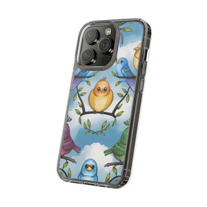 Stylish Clear Case with Birds - Slim Form Supports Wireless Charging - Mobile Phone Cases