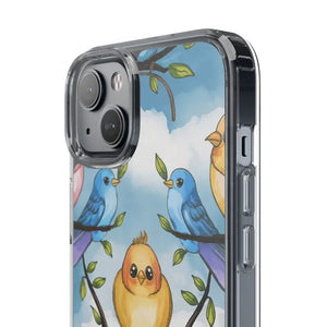 Stylish Clear Case with Birds - Slim Form Supports Wireless Charging - Mobile Phone Cases