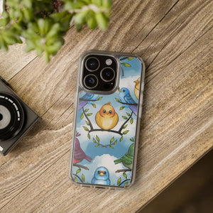 Stylish Clear Case with Birds - Slim Form Supports Wireless Charging - Mobile Phone Cases
