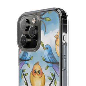 Stylish Clear Case with Birds - Slim Form Supports Wireless Charging - Mobile Phone Cases