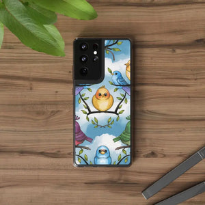 Stylish Clear Case with Birds - Slim Form Supports Wireless Charging - Samsung Galaxy S21 Ultra / Without Gift