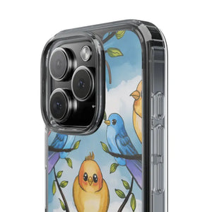 Stylish Clear Case with Birds - Slim Form Supports Wireless Charging - Mobile Phone Cases