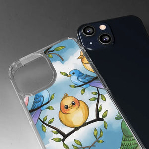 Stylish Clear Case with Birds - Slim Form Supports Wireless Charging - Mobile Phone Cases