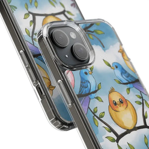 Stylish Clear Case with Birds - Slim Form Supports Wireless Charging - Mobile Phone Cases