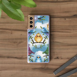 Stylish Clear Case with Birds - Slim Form Supports Wireless Charging - Mobile Phone Cases