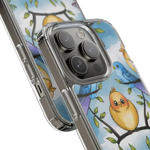 Stylish Clear Case with Birds - Slim Form Supports Wireless Charging - Mobile Phone Cases