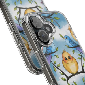 Stylish Clear Case with Birds - Slim Form Supports Wireless Charging - Mobile Phone Cases