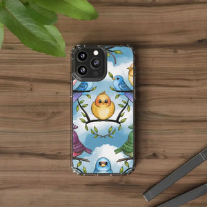 Stylish Clear Case with Birds - Slim Form Supports Wireless Charging - Mobile Phone Cases