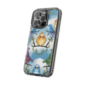 Stylish Clear Case with Birds - Slim Form Supports Wireless Charging - Mobile Phone Cases