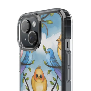 Stylish Clear Case with Birds - Slim Form Supports Wireless Charging - Mobile Phone Cases