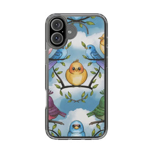 Stylish Clear Case with Birds - Slim Form Supports Wireless Charging - Iphone 16 Plus / Without Gift Packaging - Mobile