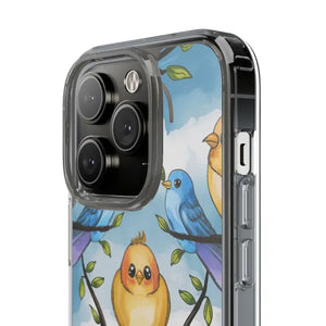 Stylish Clear Case with Birds - Slim Form Supports Wireless Charging - Mobile Phone Cases