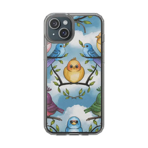 Stylish Clear Case with Birds - Slim Form Supports Wireless Charging - Iphone 15 Plus / Without Gift Packaging - Mobile