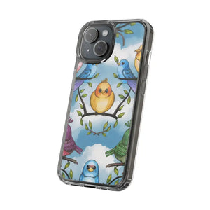 Stylish Clear Case with Birds - Slim Form Supports Wireless Charging - Mobile Phone Cases