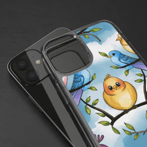 Stylish Clear Case with Birds - Slim Form Supports Wireless Charging - Mobile Phone Cases