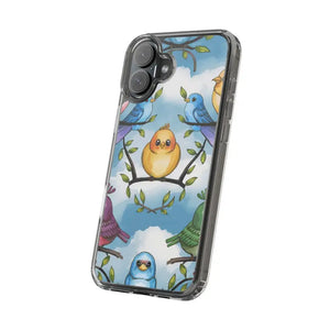 Stylish Clear Case with Birds - Slim Form Supports Wireless Charging - Mobile Phone Cases